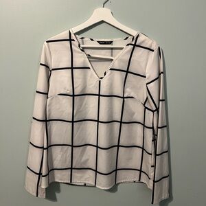 SHEIN Black and White Checkered Blouse